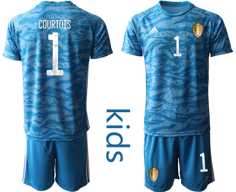 Youth 2021 European Cup Belgium blue goalkeeper #1 Soccer Jersey1->belgium jersey->Soccer Country Jersey